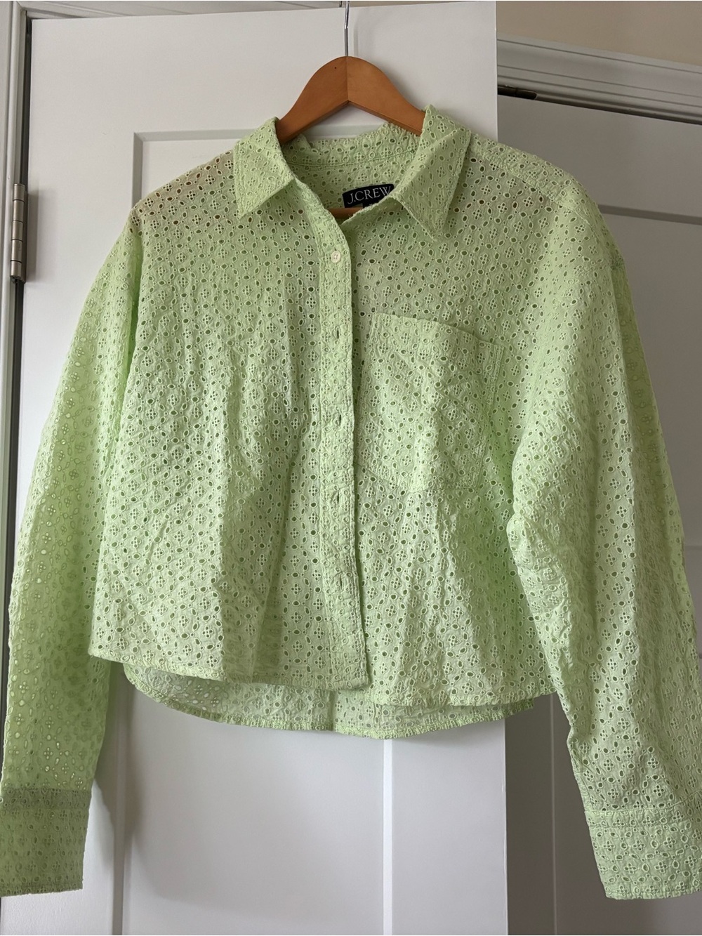 J. Crew Pale Willow Eyelet Button-Up Shirt